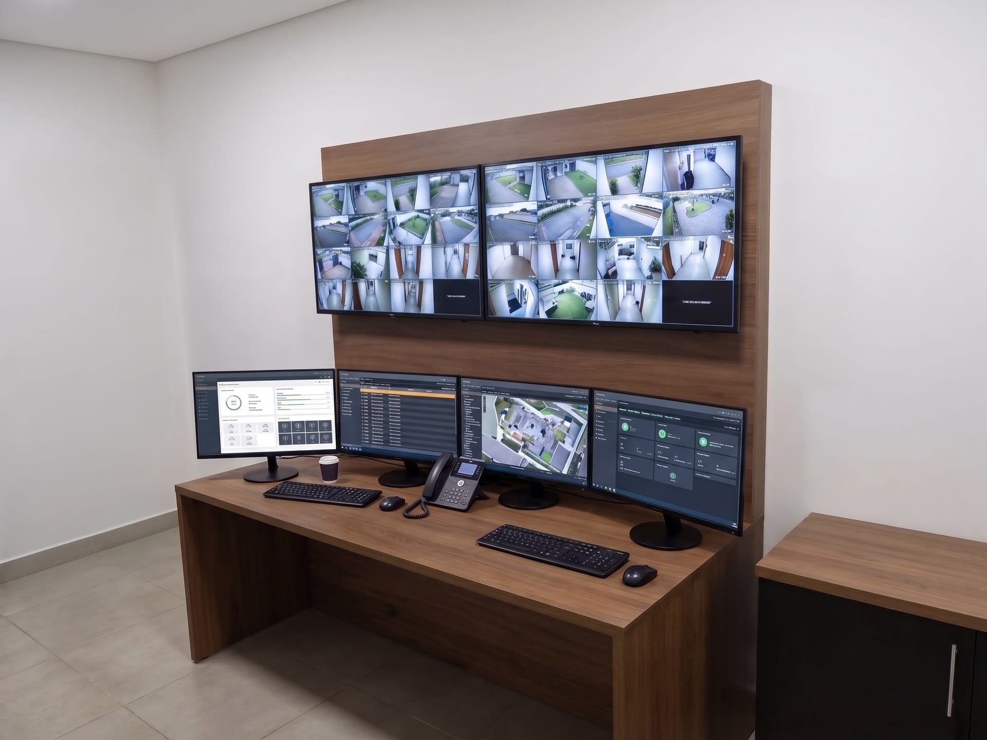 Central de Monitoramento 24h da MegaSinal, com estrutura de telas e postos de atendimento